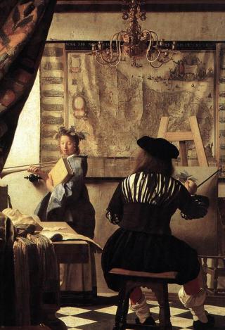 フェルメール：絵画芸術（絵画の寓意）（画家のアトリエ）1666年ごろ